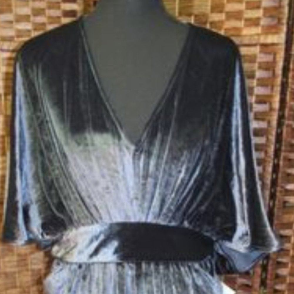 NWT Dress New 1X Coldesina Pullover Butterfly Kaftan High Low Dress Blue Velour